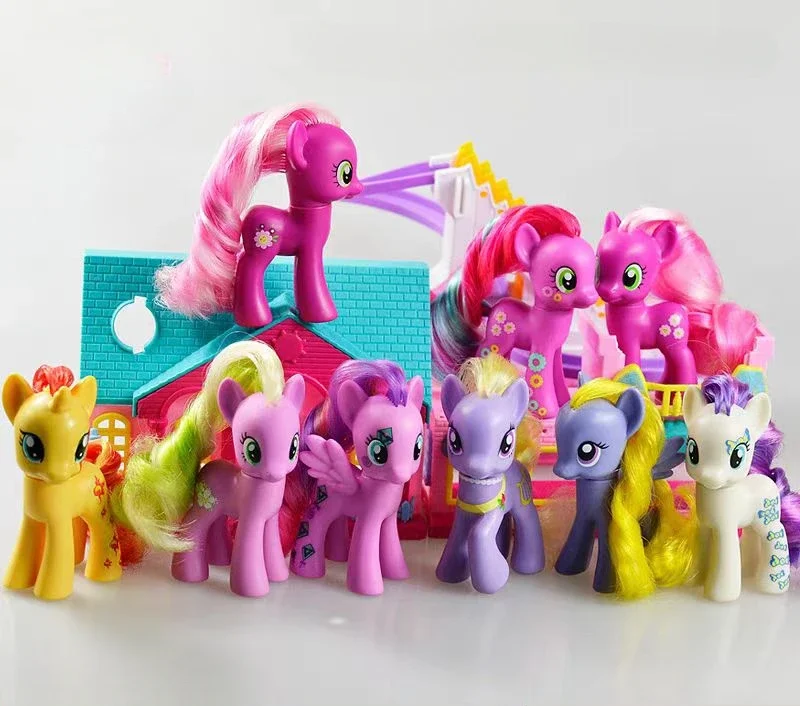 

Original Hasbro My Little Pony Anime Figures Cute Twilight Sparkle Rainbow Fluttershy Pinkie Pie Rarity Collect Model Toy Gift