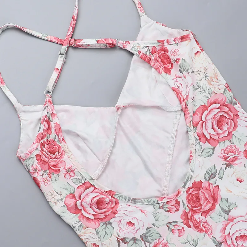 Abito da donna con stampa floreale, elegante abito senza maniche con orlo diviso, abiti estivi da donna