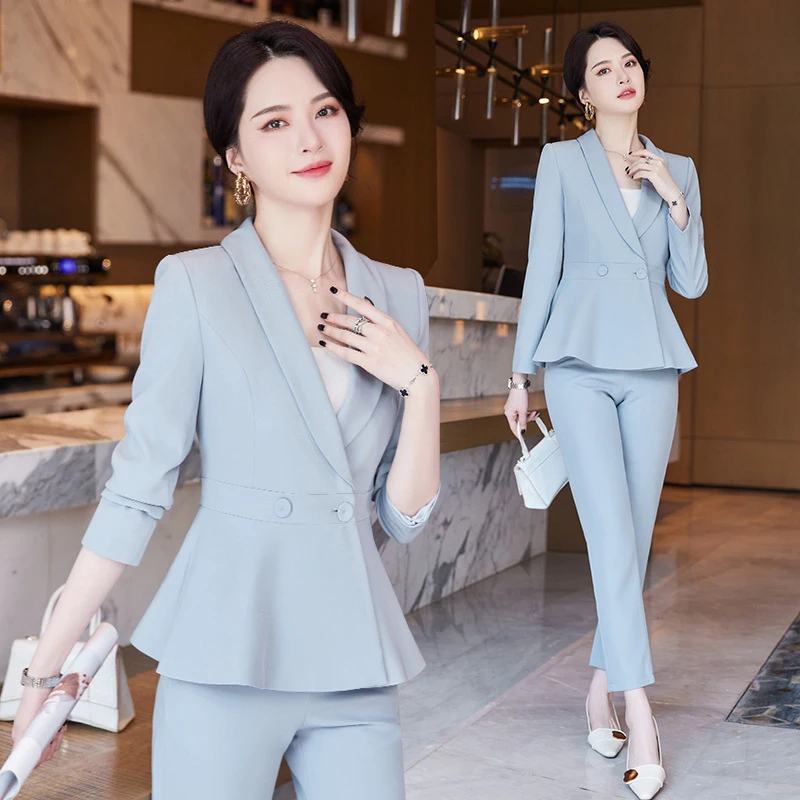 High-end women's suit for autumn and winter, professional attire with a goddess vibe, suitable for beauty salons, jewelry stores