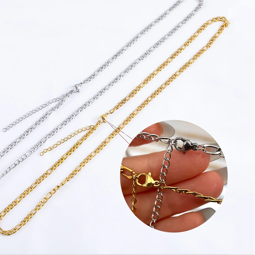 

Stainless Steel Rope Chain 2/3/4MM Figaro Cuban Chain For DIY Men Women Jewelry Making Unisex Necklaces Chain Craft Supplies