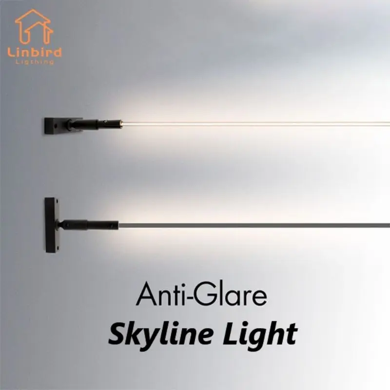 2022 New LED Skyline Steel Bar Pendant Light Minimalist Simple Creative Linear Lamp Living Room Designer Anti-Glare Wall Lamps