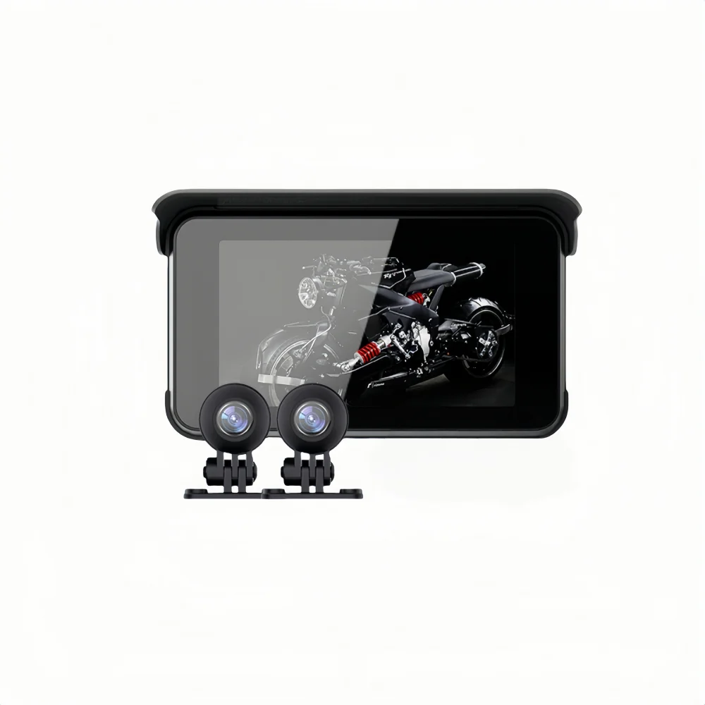 

5" Motorcycle Wireless CarPlay & Android Auto 2K+1080P Dual Camera IP67 Waterproof GPS Parking Monitor CS80B