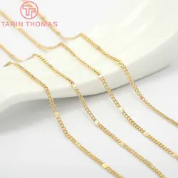 (6349) 2 Meter Width 1MM 24K Gold Color Plated Brass Necklace Chains Bracelet Chains High Quality Jewelry Accessories Wholesale