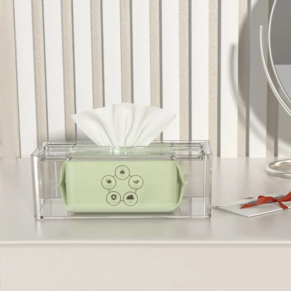 Waterproof Transparent Tissue Box Multi-Functional Rectangular Napkin Storage Case Space-saving Large Capacity