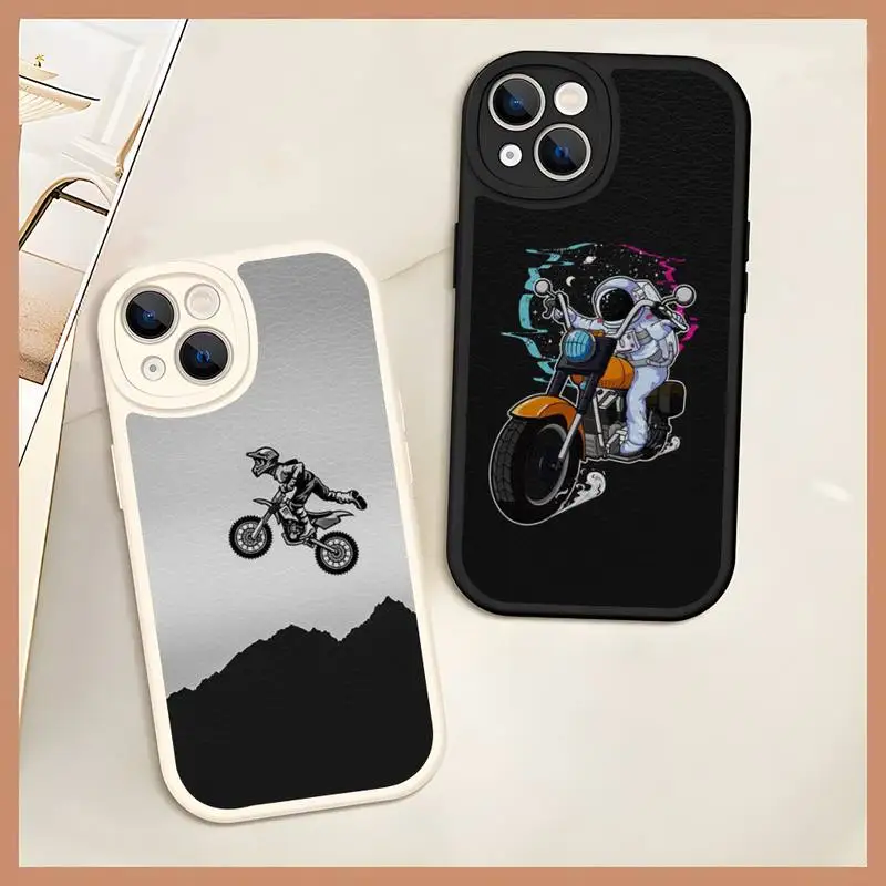 Cartoon Cool Biker Motorcycle Phone Case For IPhone 14 11 13 12 Pro Max Mini Xs X Xr 7 8 Plus SE2020 Silicone Soft Leather Cover