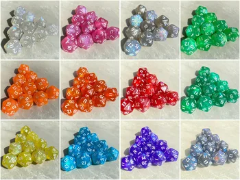 10 SZTUK kości wielościennej D20 20 mm Olśniewające kolorowe akrylowe 20-stronne kości do gier RPG MTG DND Gry stołowe