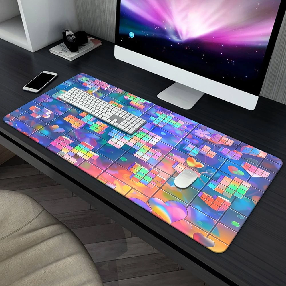 Colorful building blocks 2D flat pattern tablecloth desk organizers and trays desk accessories tapis de souris mat
