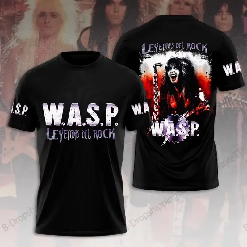 New WASP Band Tour 3D Print T Shirt Men Women Fashion Street Short Sleeve Tops Tees Kids Clothes Oversized Rock Black