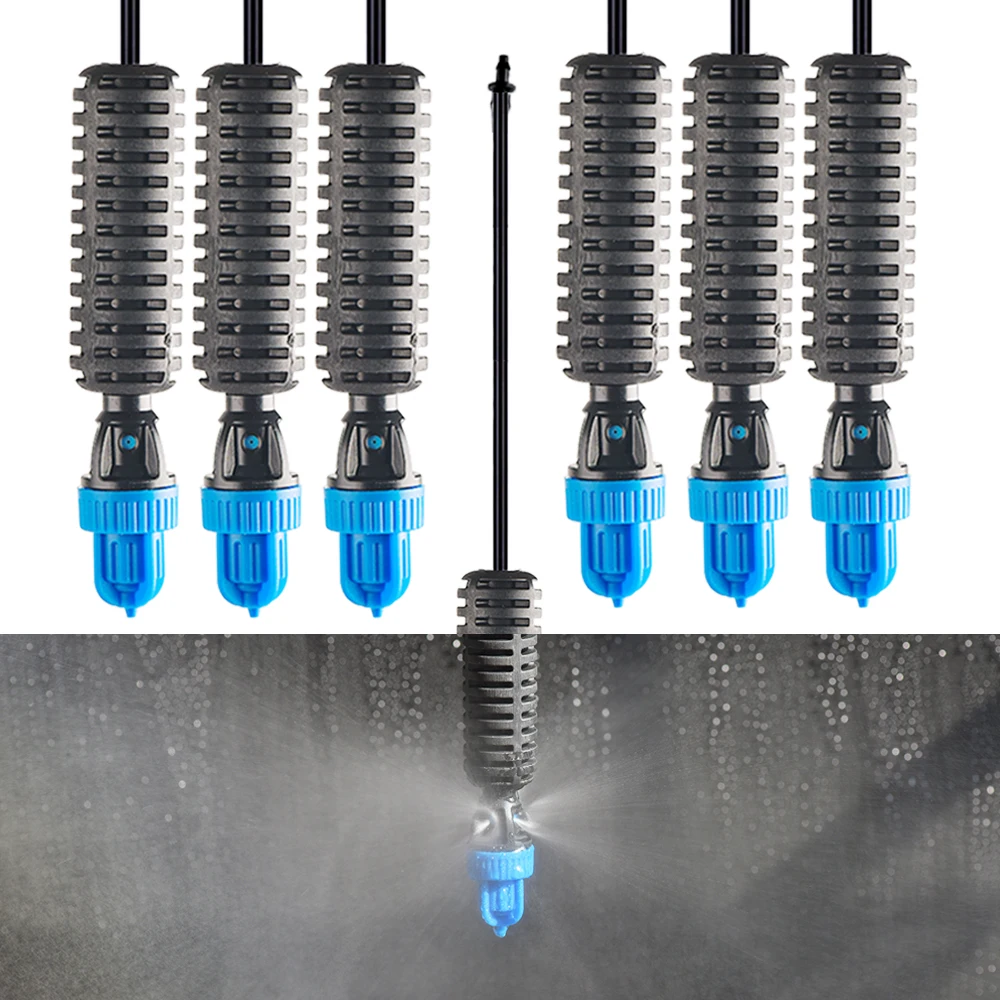 360 Degree Hanging 4 Holes Misting Sprinklers Nozzle With Barb Connector Cooling Watering Irrigation Lawn Greenhous