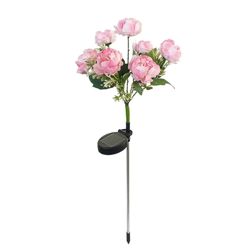 

7Head Design Solar Lights Solar Powered Decorative Light Outdoor Solar Lights Waterproof Flower Shape Camellia Flower Light