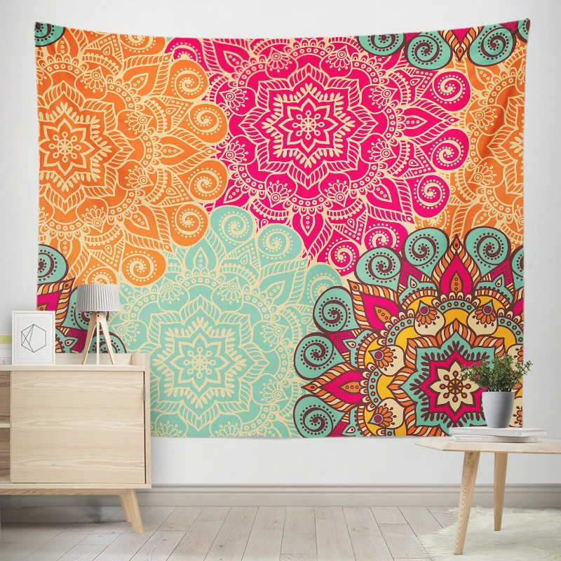 1 Tapiz Bohemio Mandala - Estilo Étnico Multicolor, Tela de Poliéster para Decoración de Sala, Dormitorio u Oficina con Kit de I