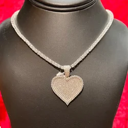 2026 New Arrived Girlfriend Valentine's Gift Fashion Jewelry Micro Paved 5A CZ Iced Out Bling Heart Necklace For Women