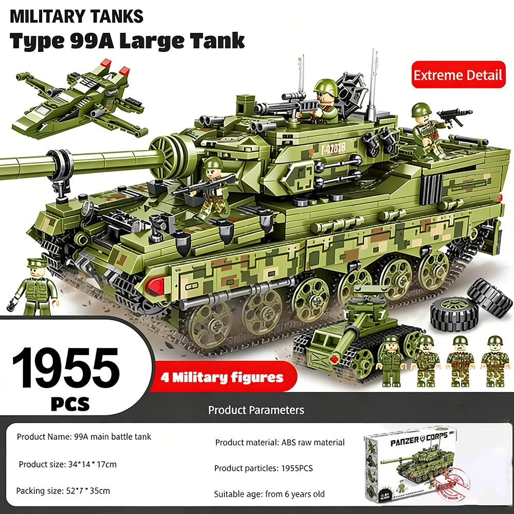 

2025 Military Tank Building Blocks, Tank, Plane, and Truck Construction Set, 8-in-1 & 1-to-1 Scale Model Building Toys for Child