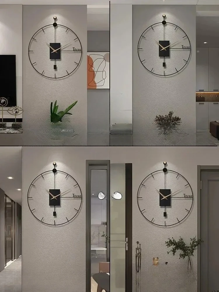 Customizable Modern Design Wall Clock Swingable Wall Clocks Living Room Modern Vintage Pendulum Clock Large Brief Wall Home Deco