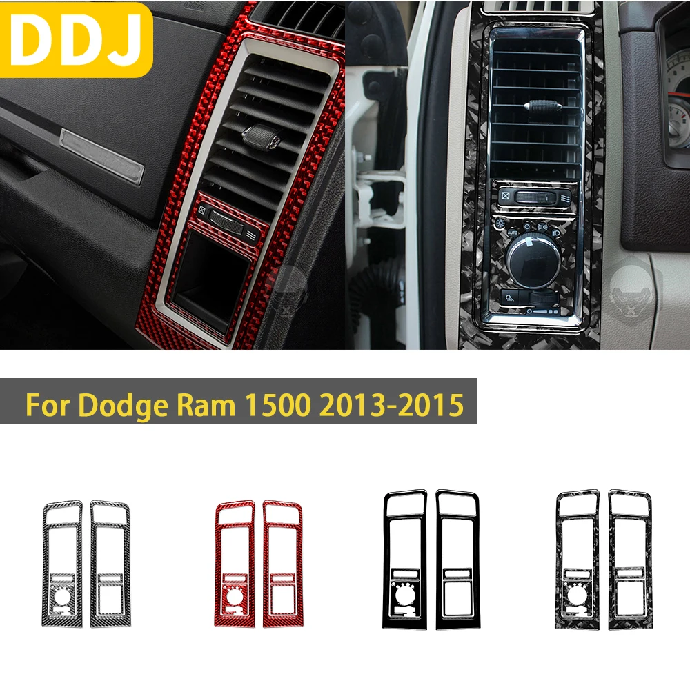 

For Dodge Ram 1500 2013 2014 2015 Accessories Carbon Fiber Car Interior Side Air Outlet Frame Set Trim Sticker Decoration