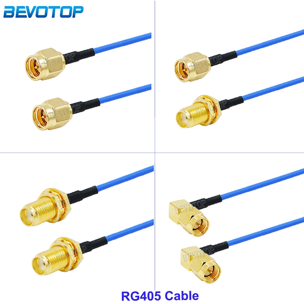 1Pcs Blue RG-405 SMA Type to SMA Male/Female Connector Semi-Flexible 086 RG405 50ohm RF Coaxial Cable High Frequency Test Cable