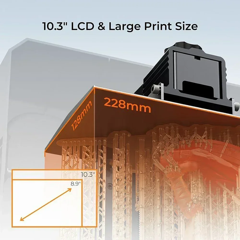 Imagem -05 - Creality Halot-mage Impressora 3d 8k Lcd uv Fotopolimerção Resina Impressora 10.3 Tela Monocromática 4.3 Touchscreen Rails de Eixo z Duplo