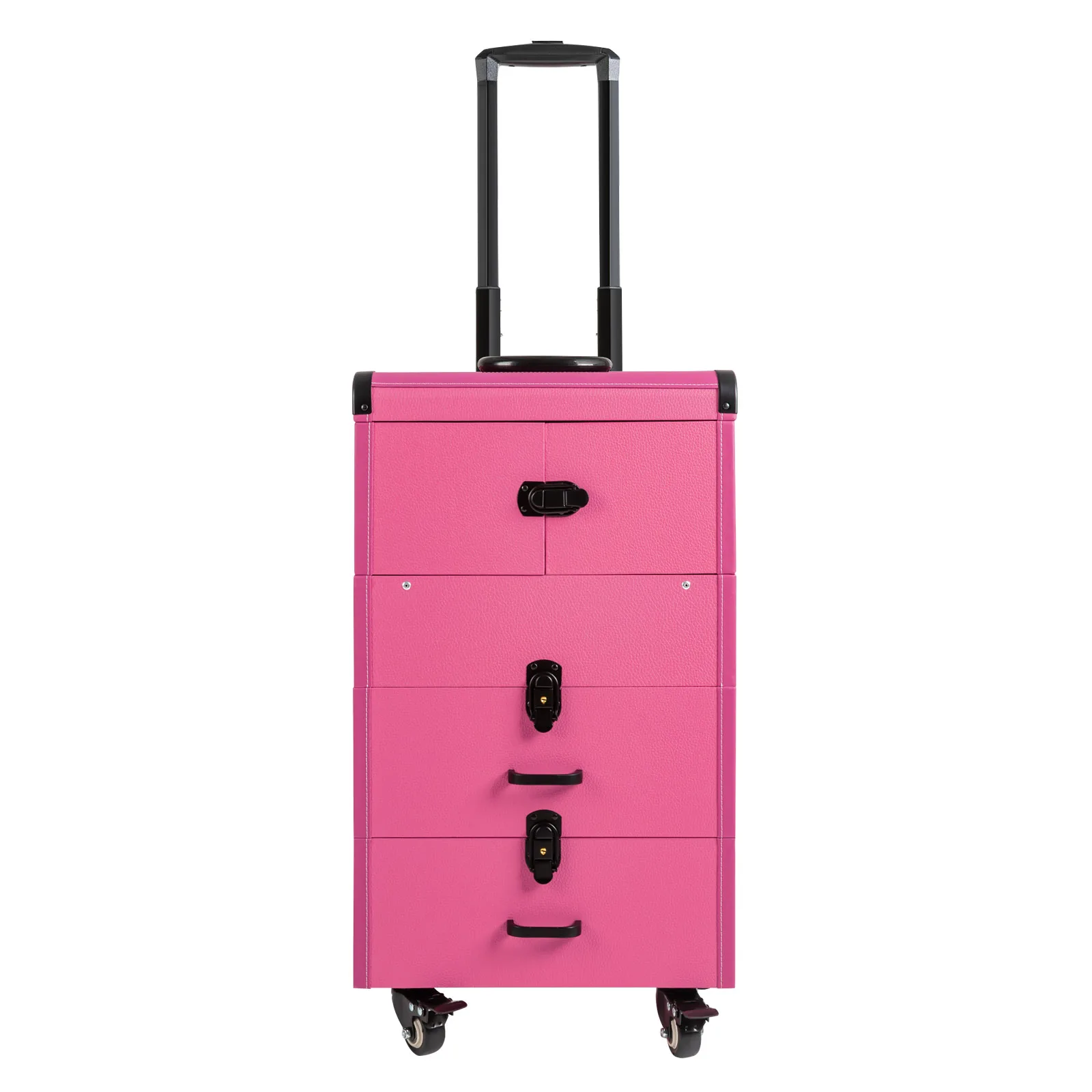 Rolling Makeup Train Case, Large Capacity Trolley Makeup Travel Case with Key Wheels, Professional Make Up Cosmetic Organizer