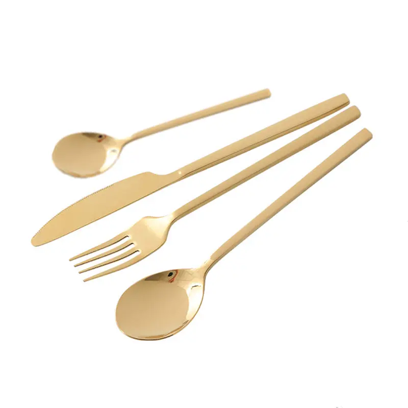 24pcs Knife Fork Party Gold Cutlery Tableware Set Top Quality Stainless Steel Steak Kinfe Forks Spoons Golden Dinnerware sets