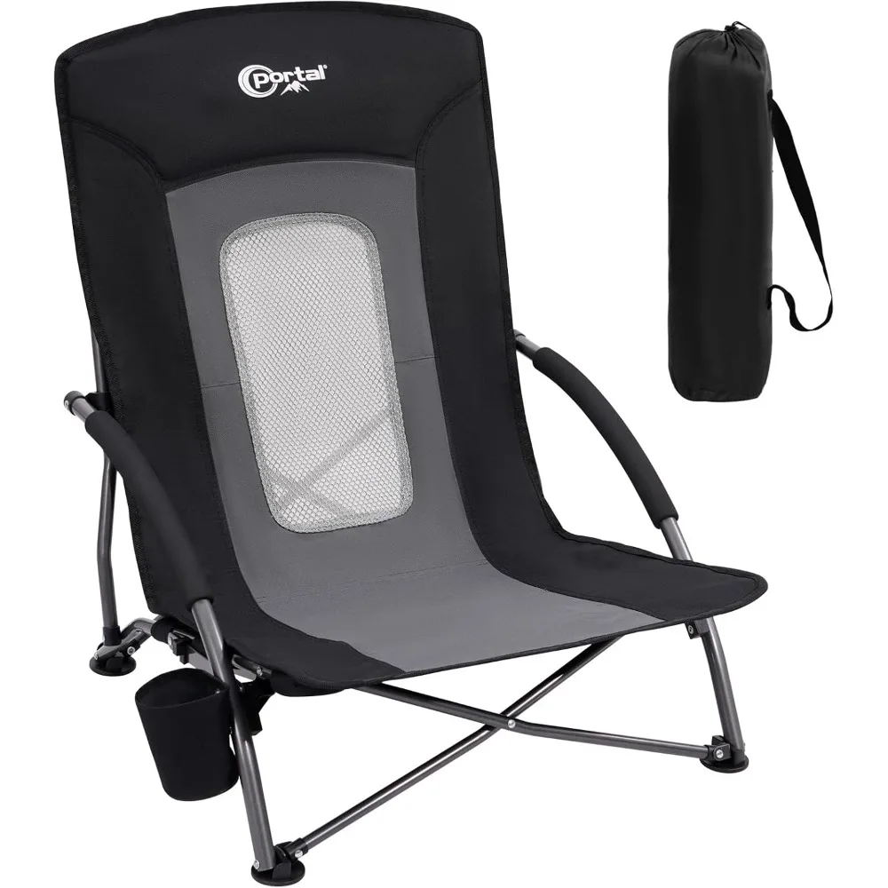 Adults' Lightweight Portable Beach Chairs with Cup Holder for Outdoor Activities and Travel