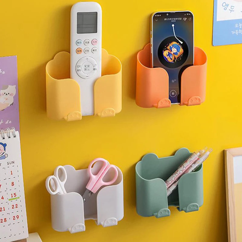 Universal Remote Controller Holder Phone Charging Bracket Air Conditioner Remote Controller Bracket Wall Shelf Mount Stand
