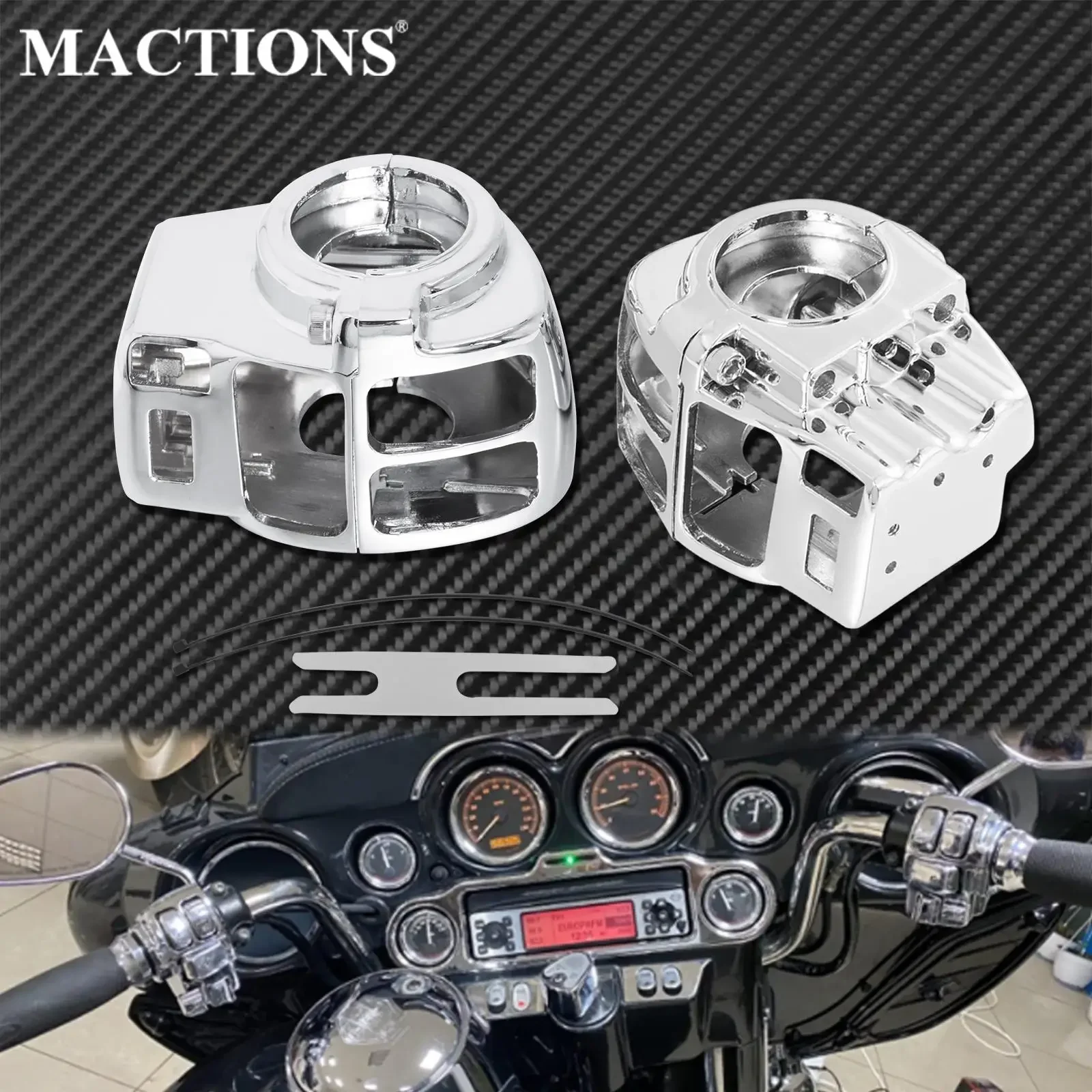 Motorcycle Chrome Handlebar Control Switch Housing Cover 2PCS Aluminum For Harley Touring Electra Glide FLHT 1996-2013 Road King