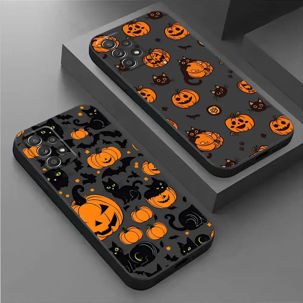 

Happy Halloween Cat Bat For Samsung Galaxy A56 Case A36 A26 A17 A16 A07 A55 A54 A52S A53 5G A51 A34 A35 A33 A32 A72 A71 A7 Cover