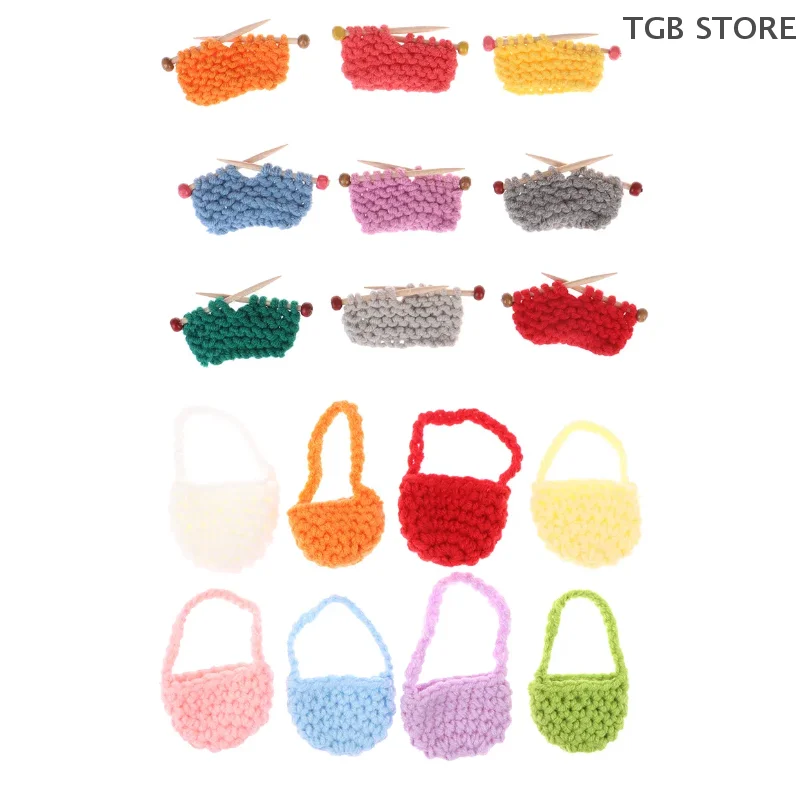 

1:12 миниатюрная вязаная модель свитера, тканая плюшевая сумка на плечо, модель куклы, аксессуары, игрушки для кукольного домика