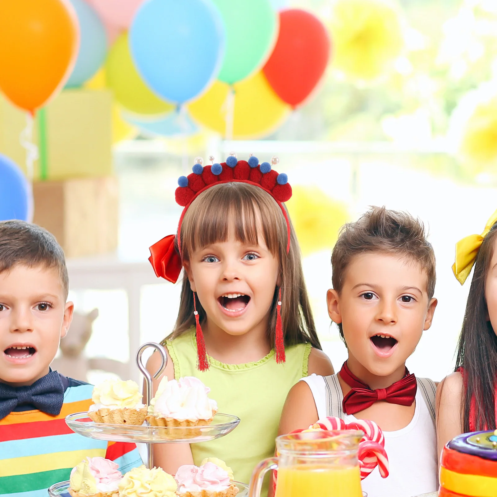 

Adjustable Chinese New Year Headband with Tassels for Role Play Stage Show Traditional Hanfu Hair Accessory Women Girls Fancy