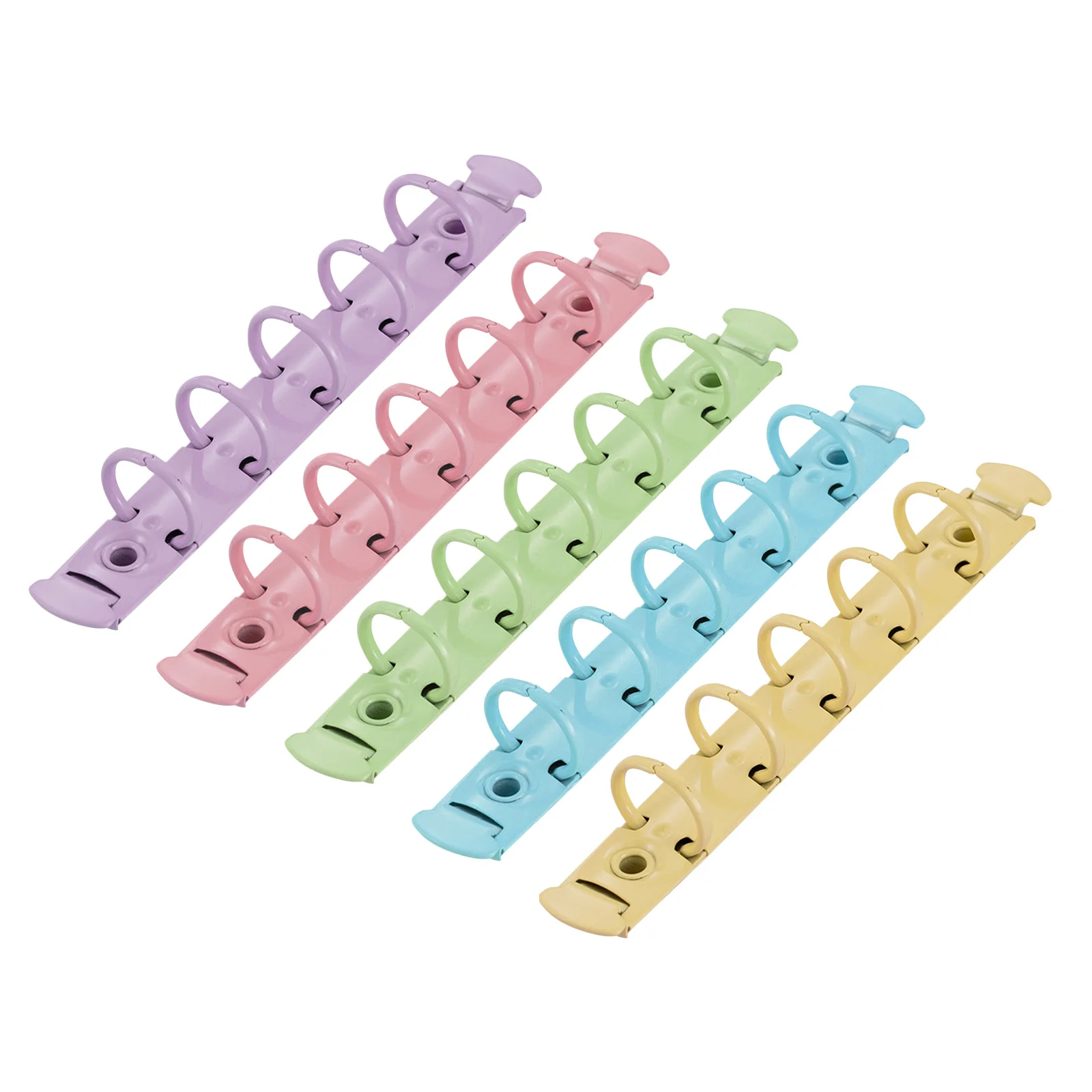 5pcs Colorful Metal Clips 5-Hole Wear-Resistant Loose Leaf Rings For Diy Notebooks Scrapbooks Flash Cards Reusable