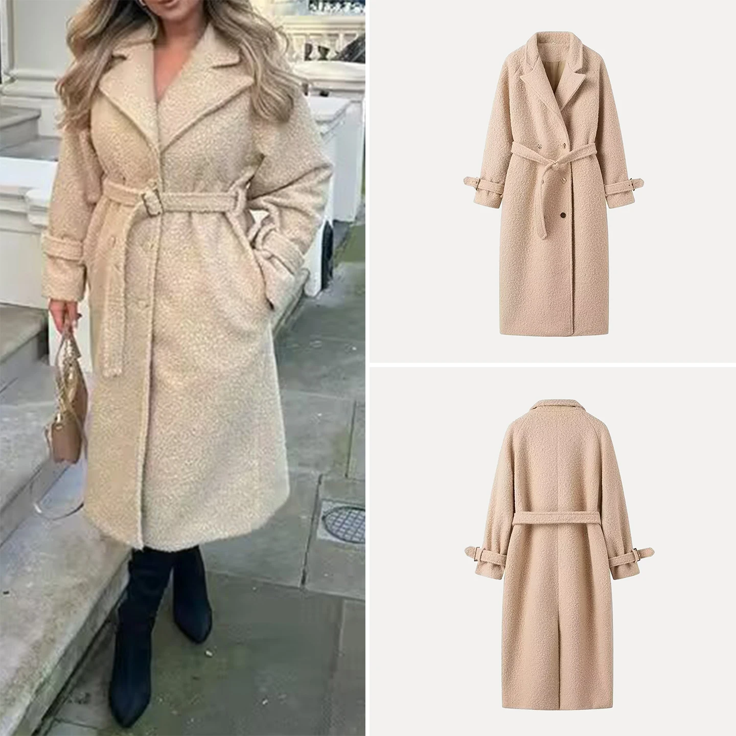 

Ele Simple Faion Women's Coat Autumn 2025 Z Commute Sle Long Sve Suit Collar Mid-Length Single Button Pure Color