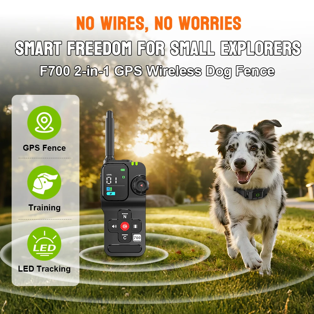 Pawsera 2 in 1 Wireless Electronic Pet Containment System IPX7 Waterproof Rechargeable Shock Collar Dog Wireless Electric Fence