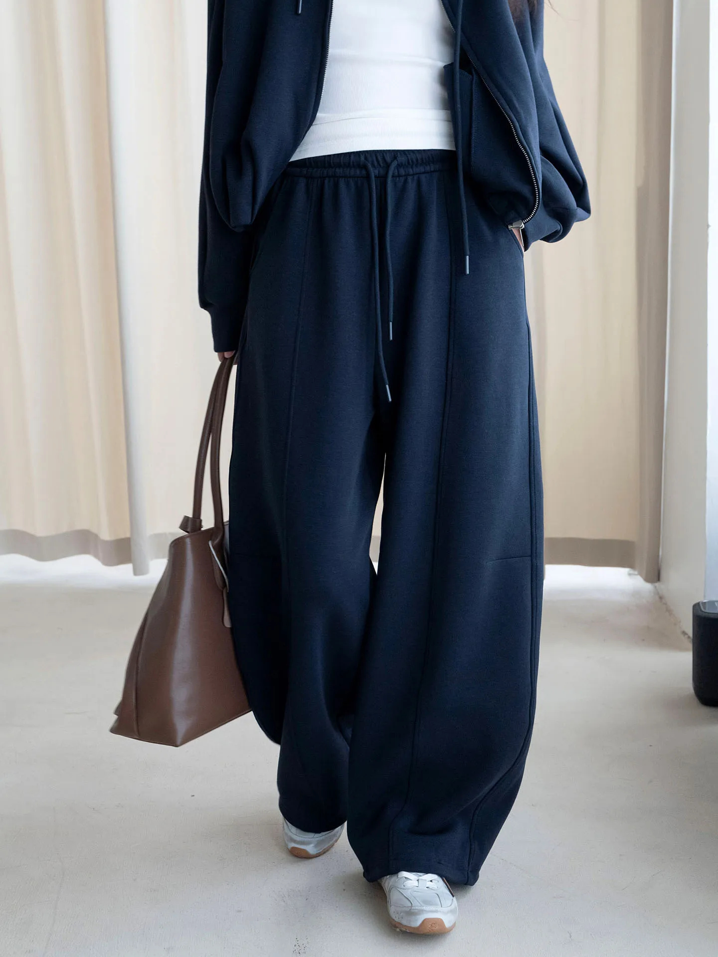 Autumn new Japanese style lazy elastic drawstring air feeling casual pants loose slimming pants for women