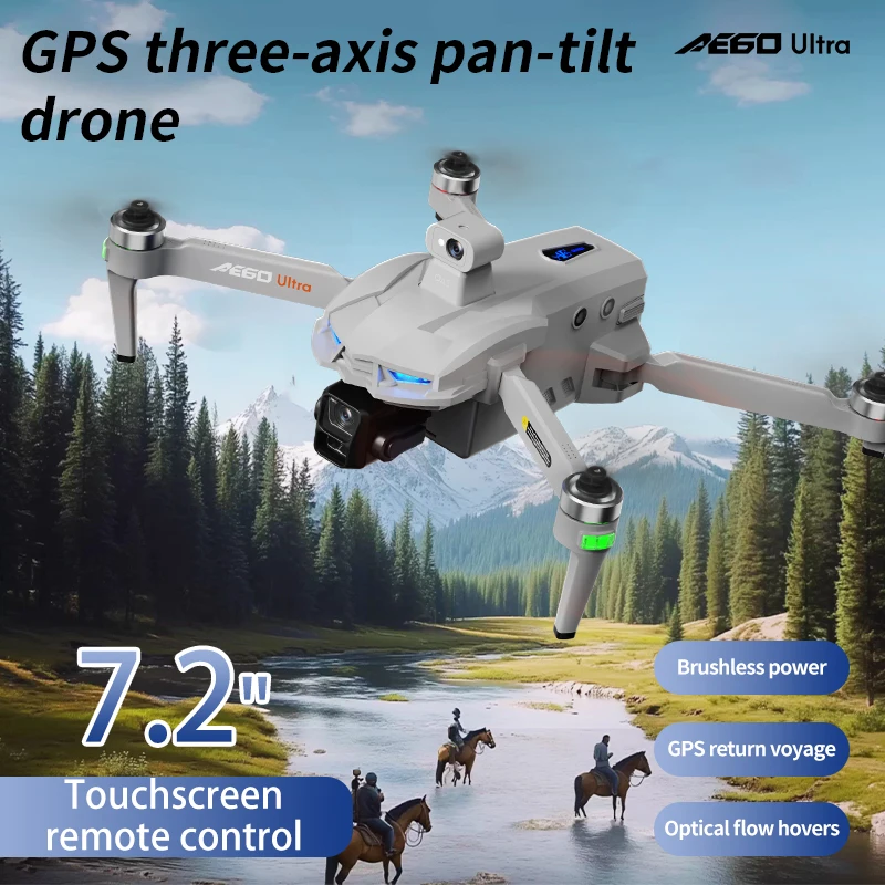 Professional Drone AE60 with 8K HD Camera, 3-Axis Gimbal, Aerial Photography Drone, 20km Range, Obstacle Avoidance, Airdrop Func