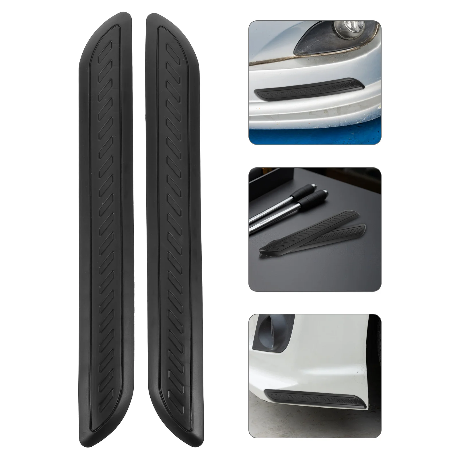 

1Pair Car Anti-Collision Strip Bumper Protector Guard Uv Resistant Easy Install Black Anti-Scratch Protection Bumper Strips