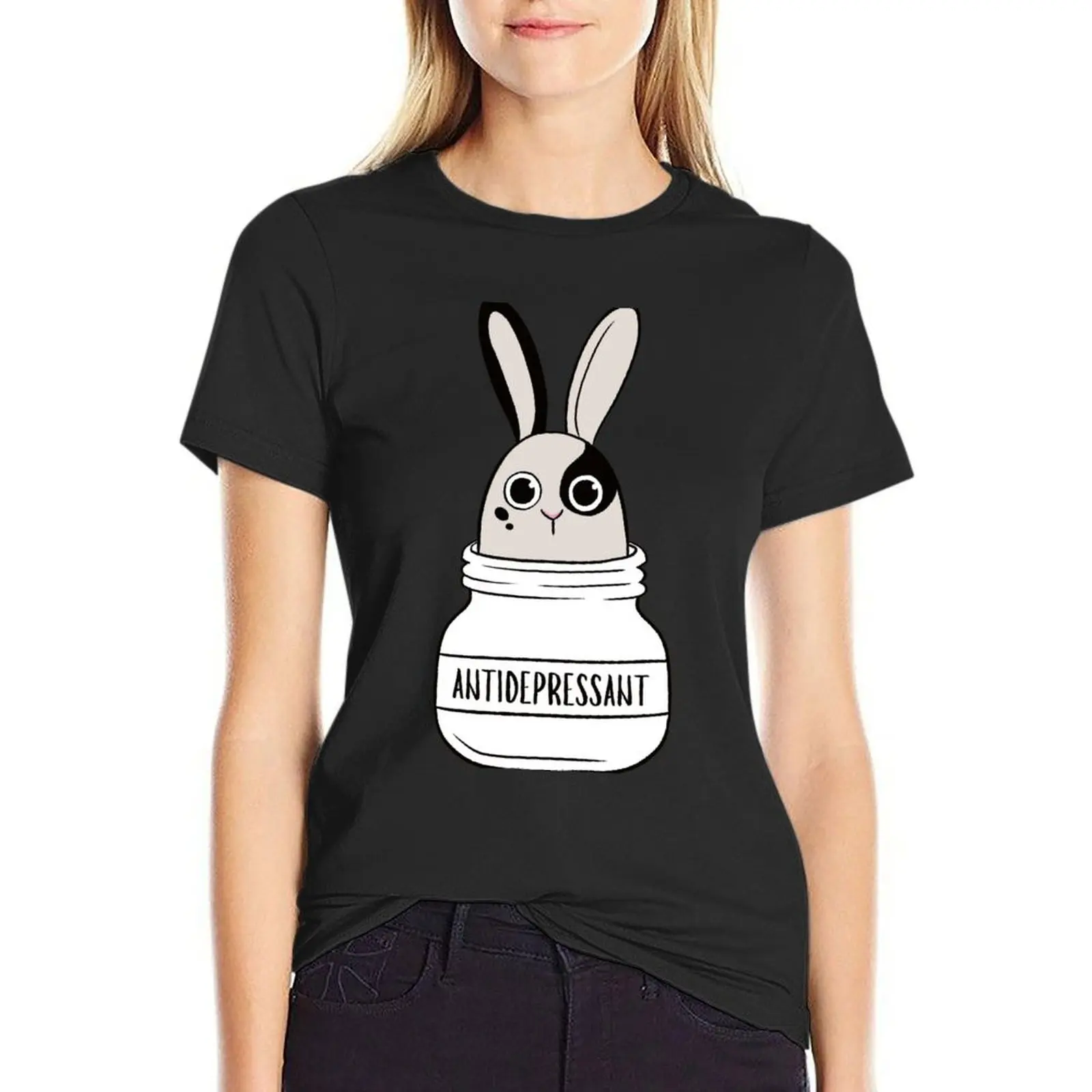 

Antidepressant Bunny 1 T-Shirt shirts graphic tees aesthetic clothes korean fashion animal print shirt for girls Woman T-shirts