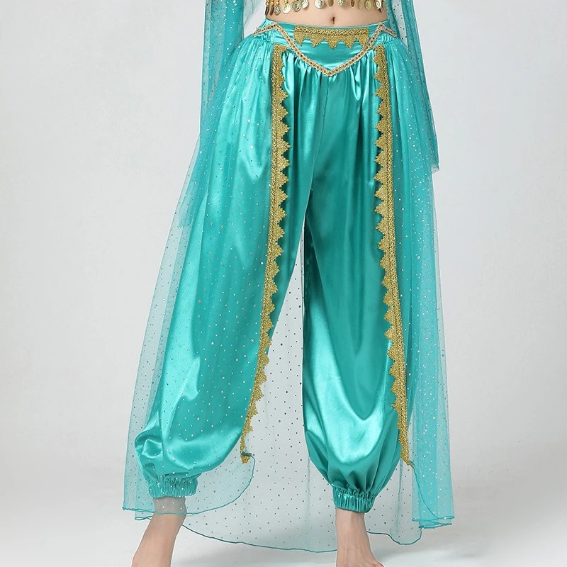 Belly Dance Costume Netted Lantern Pants Stage Performance Outfit Dance Outfit Wide-leg Pants Stage Outfit Sequined Dance Pants
