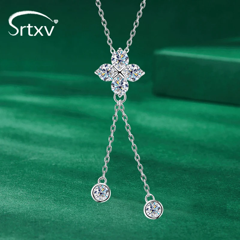 4mm/3mm D Color Moissanite Pendant Necklace For Women S925 Silver 4 Leaf Clover Diamond Neck Chain Wedding Party Gifts Jewelry