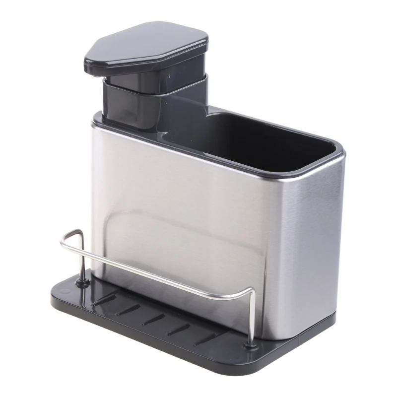 Kitchen Sink Organizer Washing Sponge Holder Chopsticks Spoon Storage Rack with Soap Dispenser