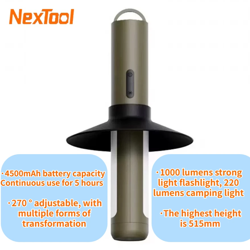 

Nextool Camping Light Flashlight 4500mAh 1000 lumens Multifunctional Strong Light Household Rechargeable Portable Table Lighting