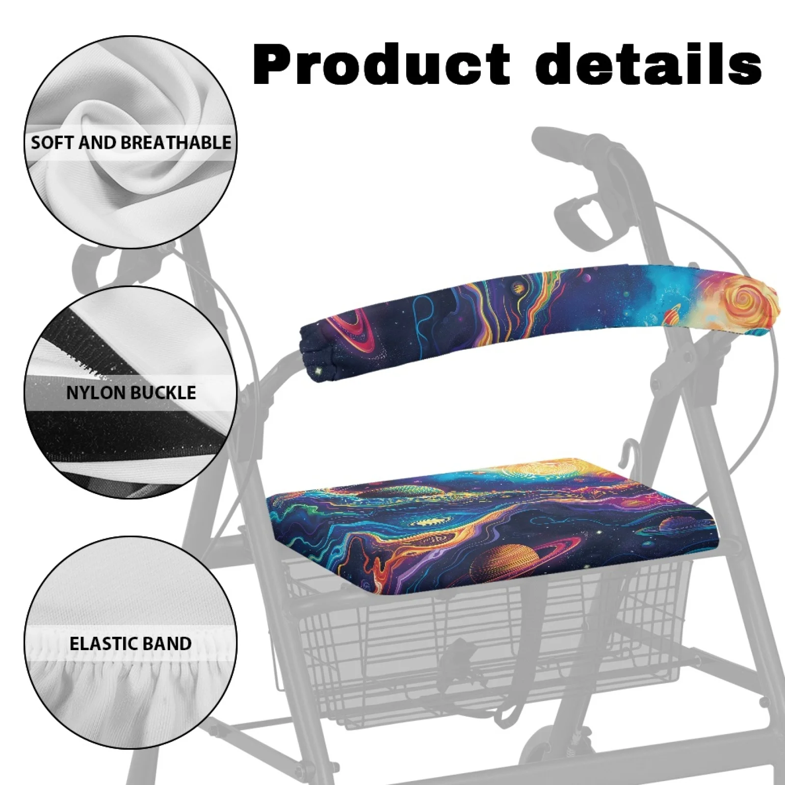 Coloranimal Vibrant Cosmic 2 Pieces Set Rollator Seat Back Covers for Family Rollator Seat Cover 2026 Collection view 5