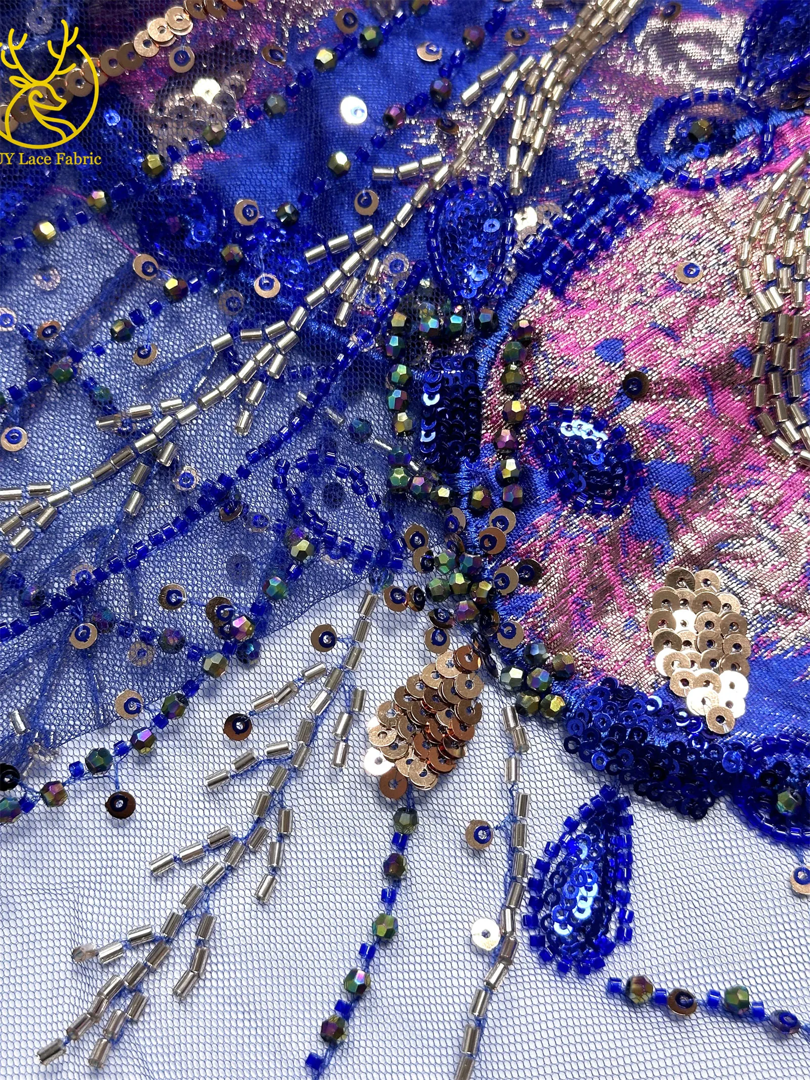 Burgunderroter neuer Design afrikanischer schwere Perlen-Chiffon-Spitzenstoff 2026 Hochwertiger nigerianischer Pailletten-Spitzenstoff für Partykleider – Detail 22