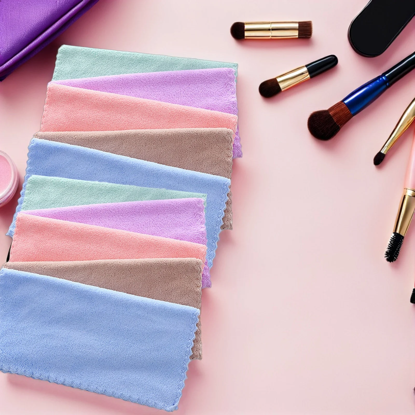 10 szt. Ściereczek do demakijażu z mikrofibry, trwałe, miękkie, wielokrotnego użytku, do mycia twarzy dla kobiet, na podróże i do domu.