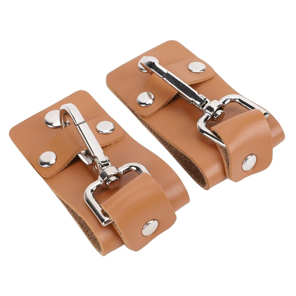 2 Pack Lightweight PU Belt Key Holder Detachable Ring Brass Hook Keychain Portable Clip Key Storage Pouch Outdoor Work