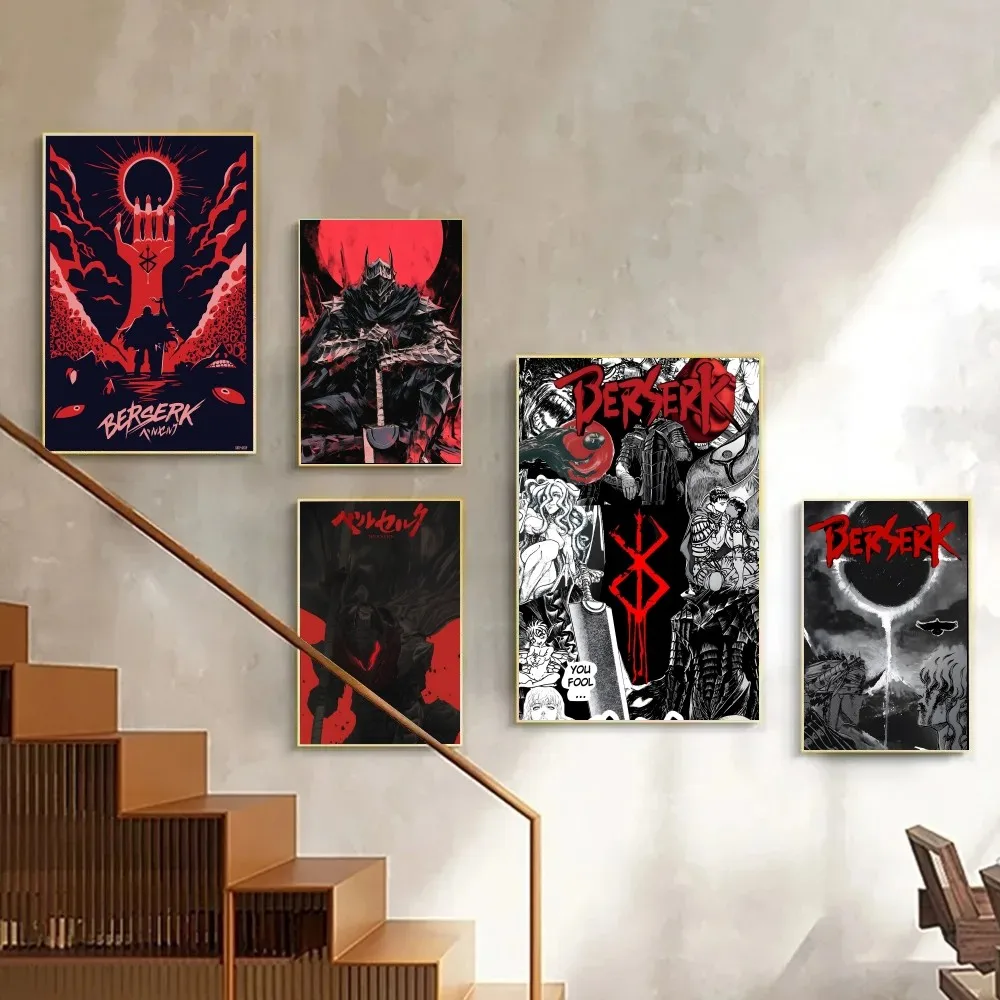 Anime B-Berserk-Guts Poster Painting Wall Art Picture Canvas Prints Home Decoration Poster For Living Room No Frame