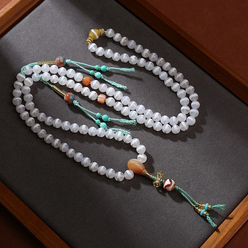 Tibetan first-line agate pharmacist Tianzhu pendant handmade beaded ethnic style Buddhist bead prayer bead pendant