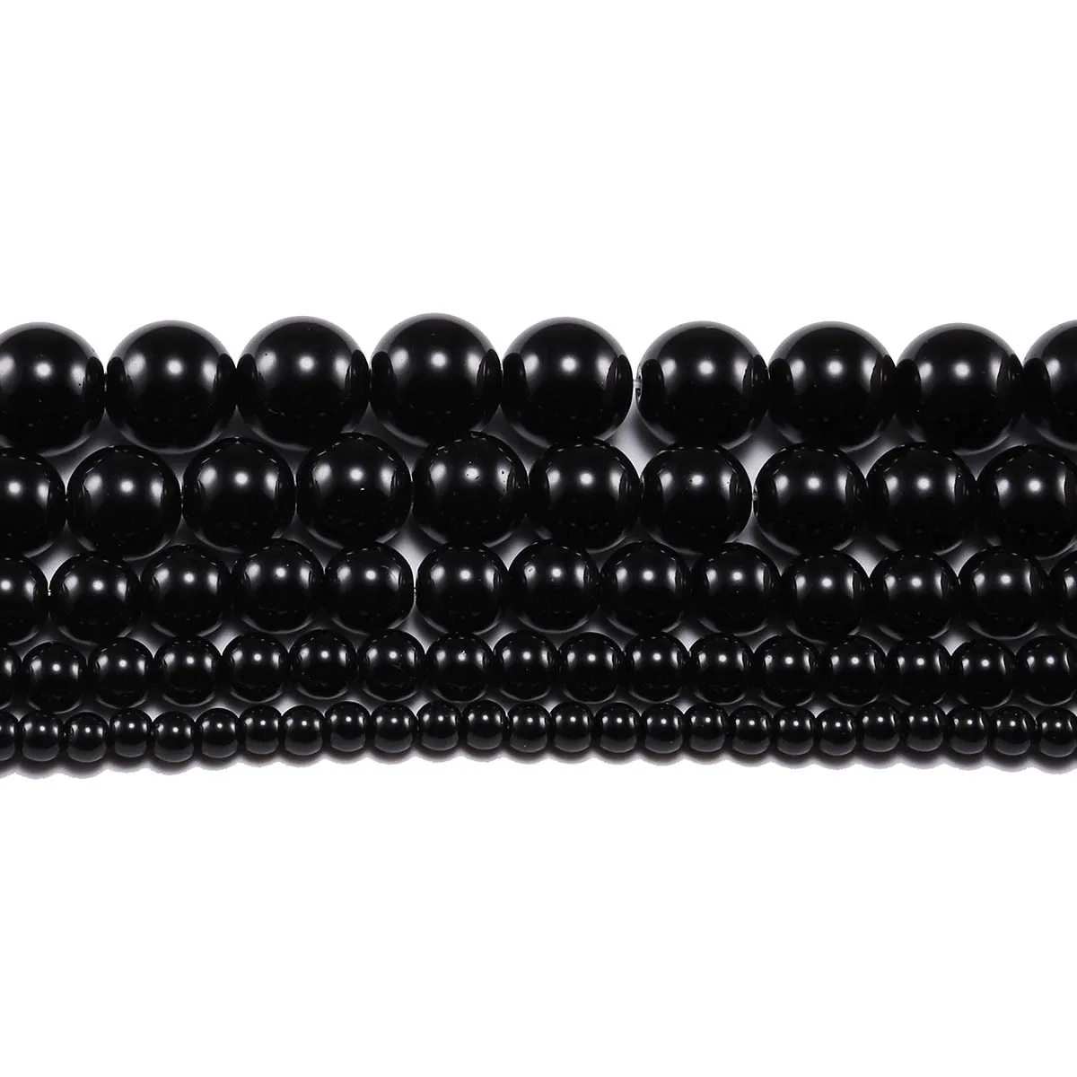 20Pcs Hot Selling Natural Black Glass Multi Specification Loose Bead Glass DIY Jewelry Accessories Semi-Finished Bead Wholesale