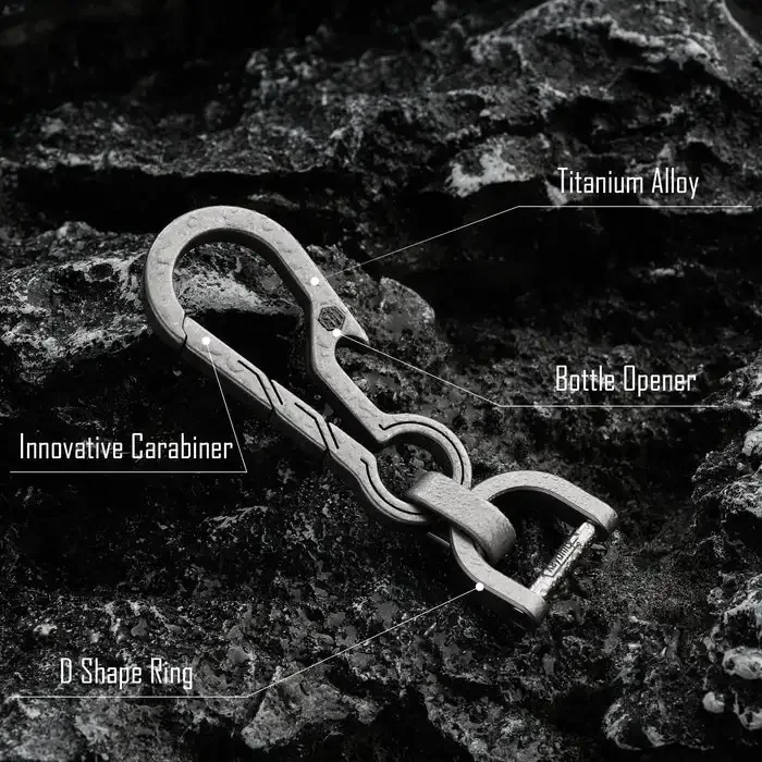 KeyUnity KM14 Titanium EDC Bottle Opener Keychain Clip with D Ring