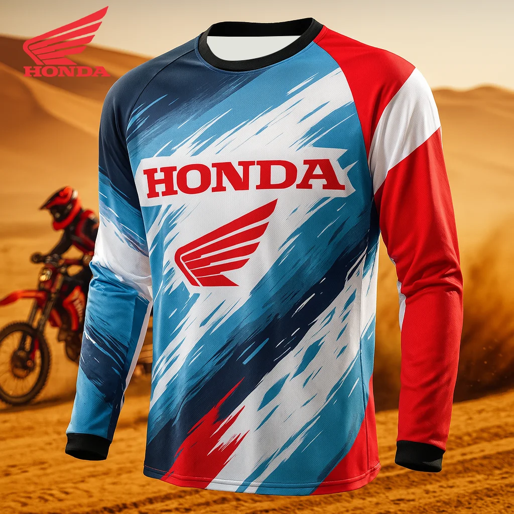 

Men’s Honda Motorcycle Long Sleeve Jersey 2025 Quick Dry Breathable Shirt for Downhill Mountain Biking and Outdoor Adventure