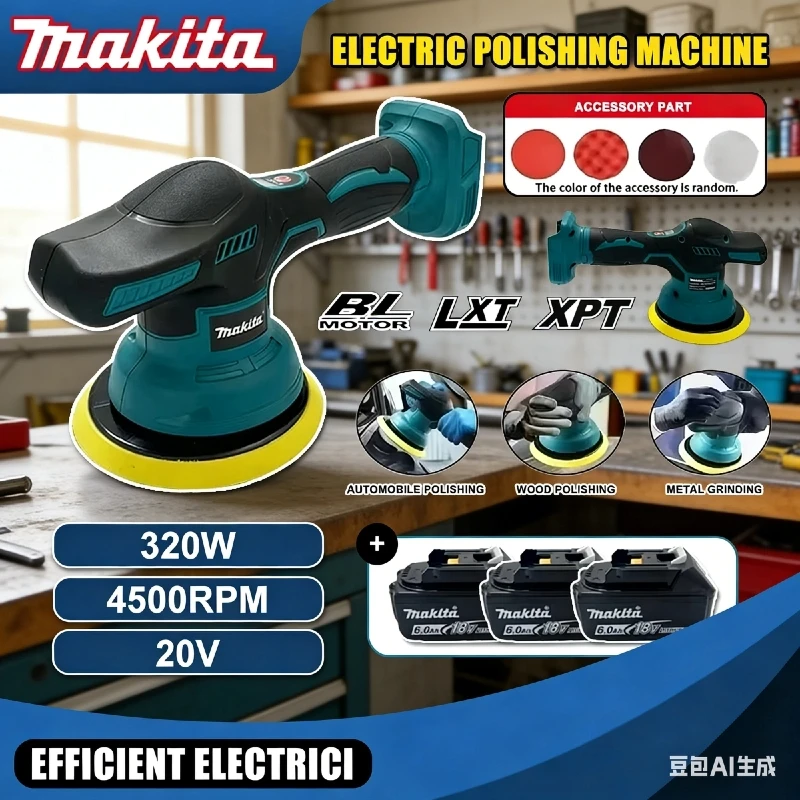 

Makita For 18V Battery Cordless Car Polisher 8 Gears Digital Display Electric Polisher Auto Car Polishing Waxing Machine